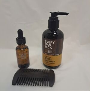 Every Man Jack Beard Set- SANDALWOOD Beard & Face Wash Beard Oil & Beard Comb